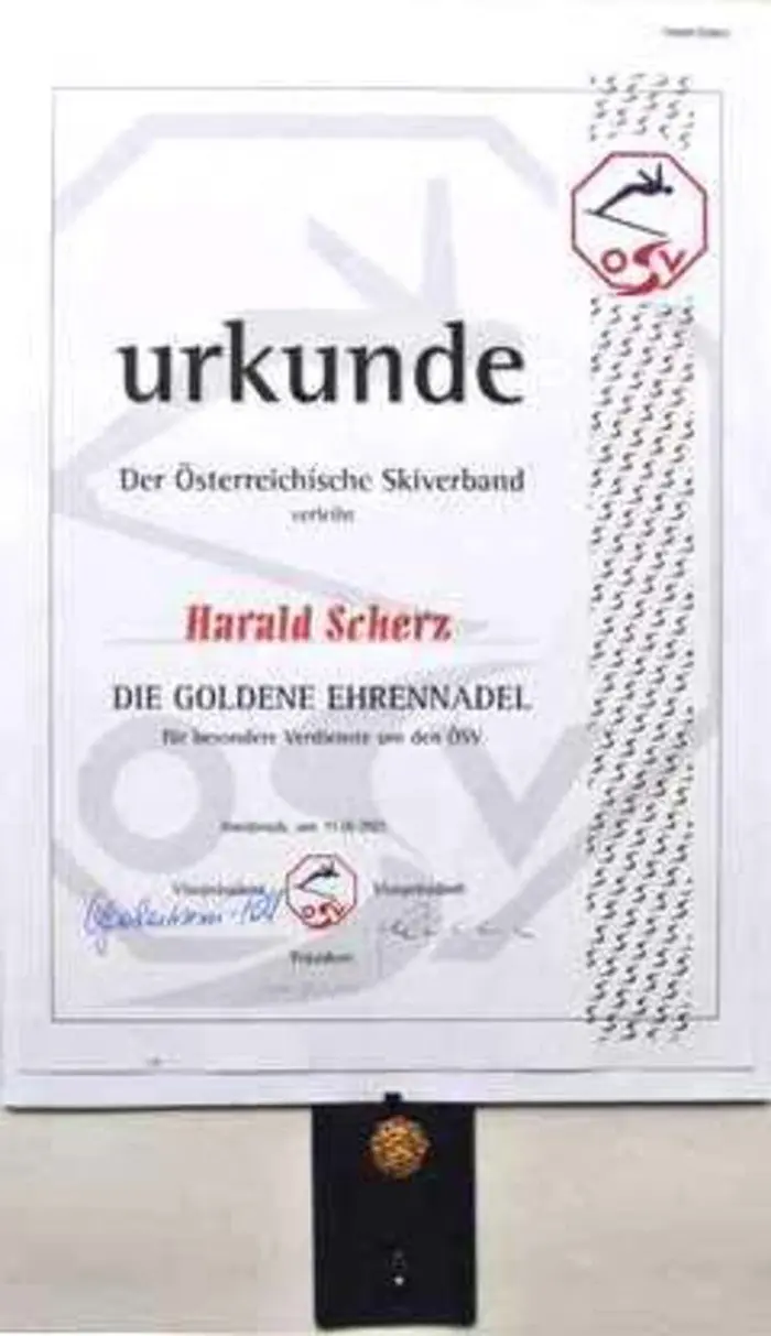 Urkunde Harald Scherz